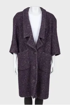 Purple coat with a scarf