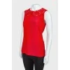 Red top with a lace collar
