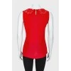 Red top with a lace collar
