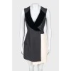 Black and white dress with velvet collar