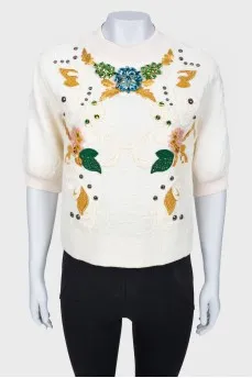 Svitshot with embroidery and rhinestones