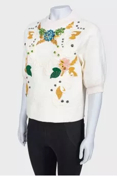 Svitshot with embroidery and rhinestones