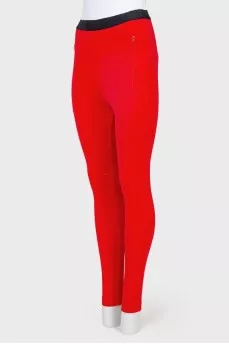 Red trousers with elastic band logo