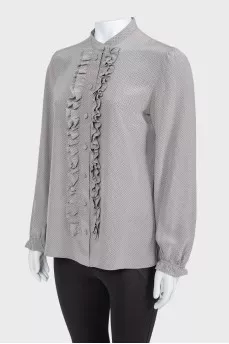 Blouse with small polka dots with ruffles