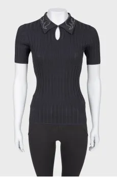 Black polo with rhinestones