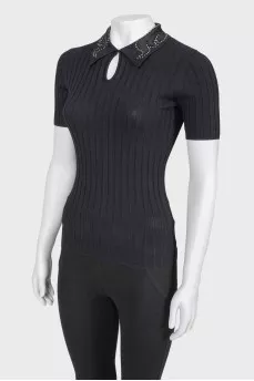 Black polo with rhinestones