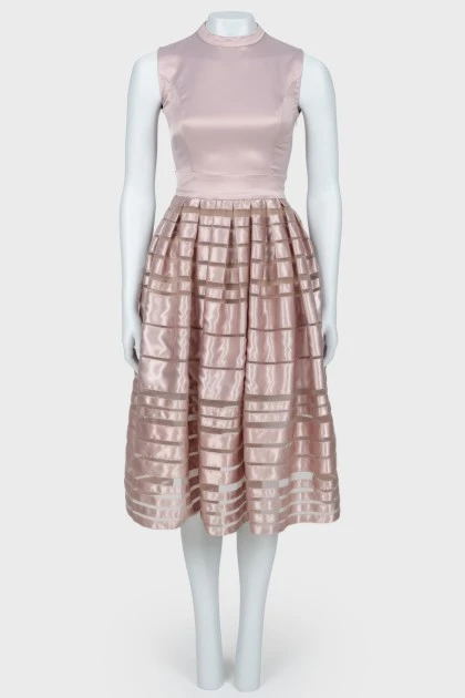 Dress with striped hem