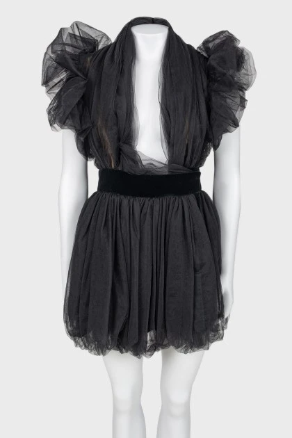 Tutu dress with velvet belt