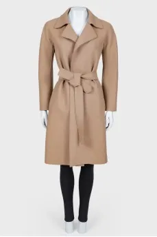 Wool coat with belt