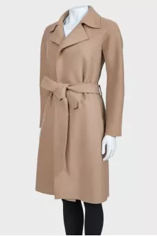 Wool coat with belt