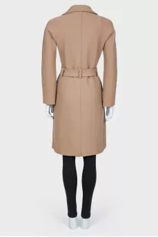 Wool coat with belt