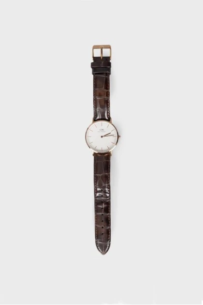 Watch with leather strap