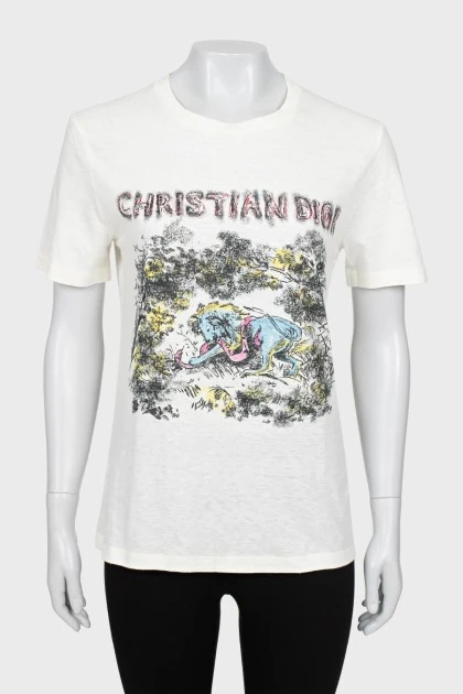 White Shift T-shirt with Print